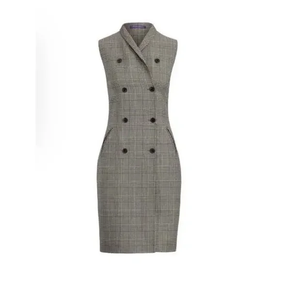 Ralph Lauren Collection Purple Label Wool Dress Double-Breasted Classic Plaid 14 - Picture 5 of 12